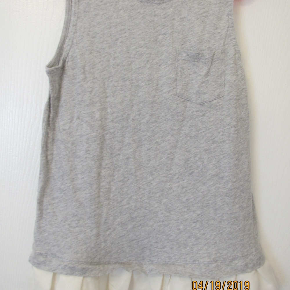 Crewcuts Gray Cotton Top, Ivory/White Ruffle  12